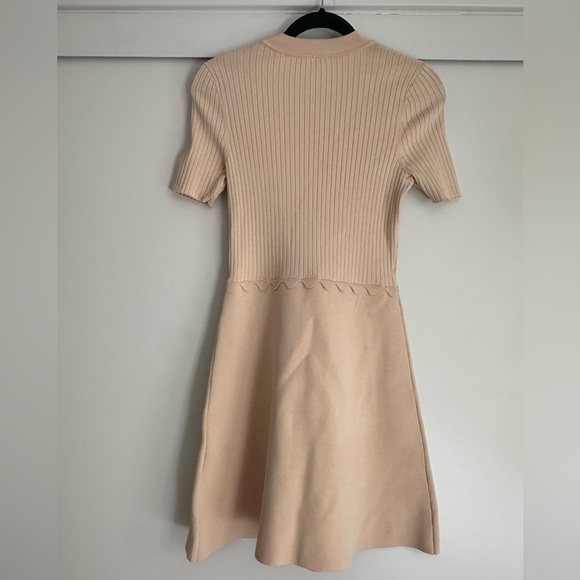 Sandro Alyssa ribbed mini dress in beige - Picture 5 of 8